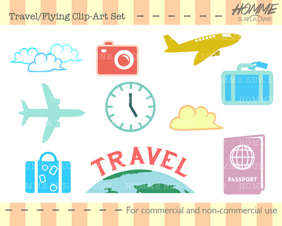 570x456 Travel Icons Clipart, Travel Clipart, Scrapbook Clipart