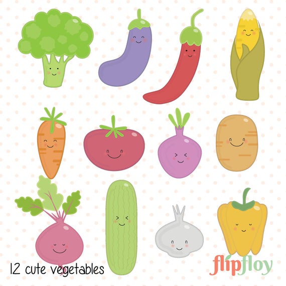 570x570 Vegetables Scrapbook Instant Download Healthy Food Vector Etsy