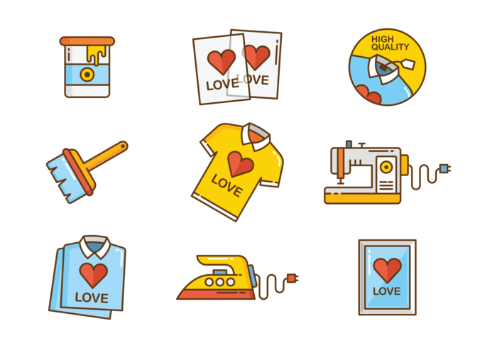 700x490 Screen Printing Icons Vector