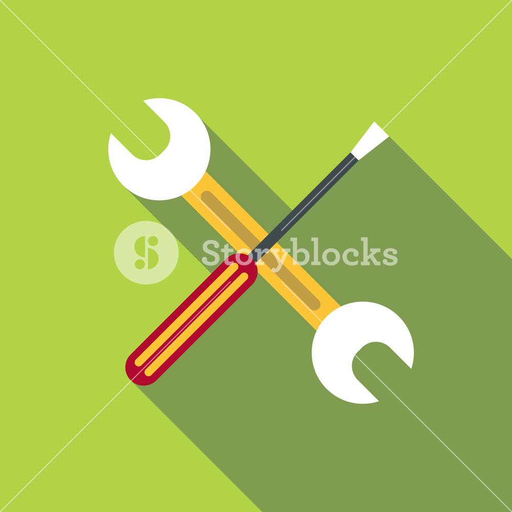1000x1000 Screwdriver And Wrench Icon Flat Illustration Of Screwdriver