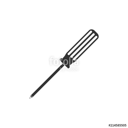500x500 Screwdriver Icon Vector Illustration, Flat Design Stock Image