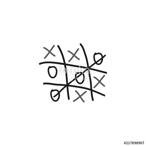 500x500 Hand Drawn Tic Tac Toe Vector Scribble Icon Symbol Illustration