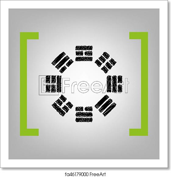 561x581 Free Art Print Of Bagua Sign Vector Black Scribble Icon
