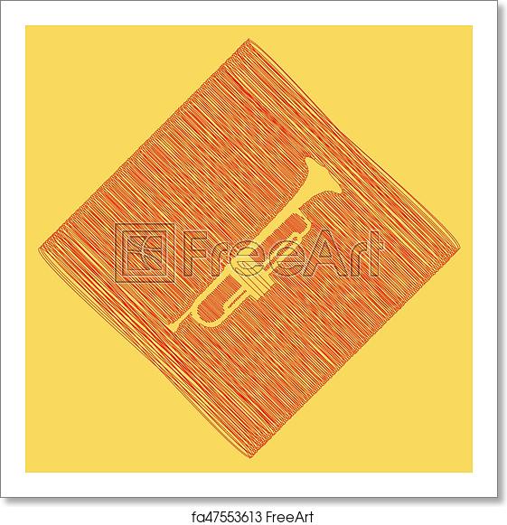 561x581 Free Art Print Of Musical Instrument Trumpet Sign Vector Red