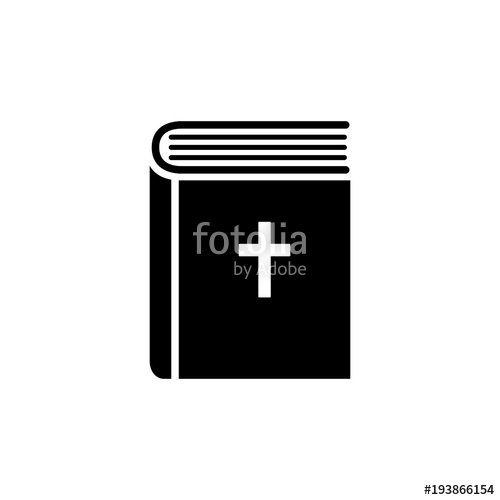 500x500 Bible Scripture Book With Cross Black Vector Icon On White