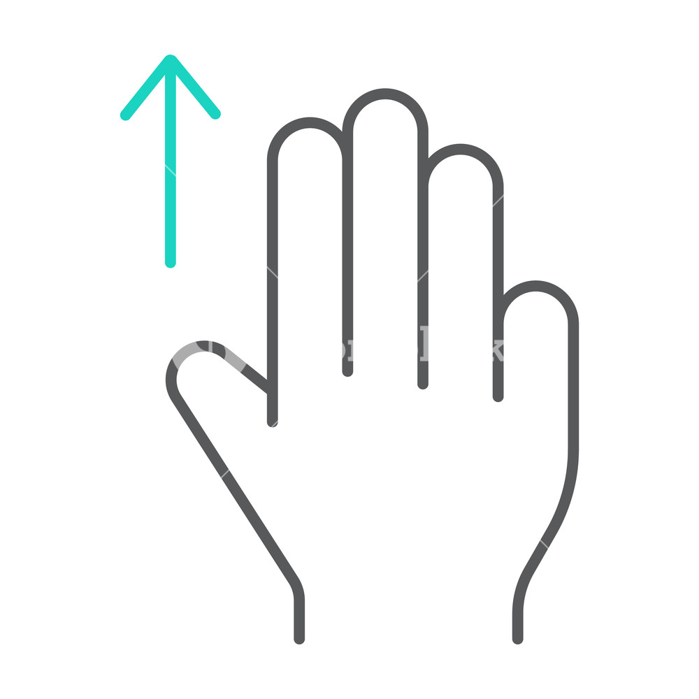1000x1000 Three Fingers Drag Up Thin Line Icon, Gesture And Hand, Scroll Up