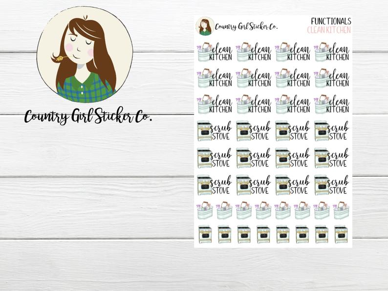 794x596 Clean Kitchen Scrub Stove Planner Stickers Functional Icon Etsy
