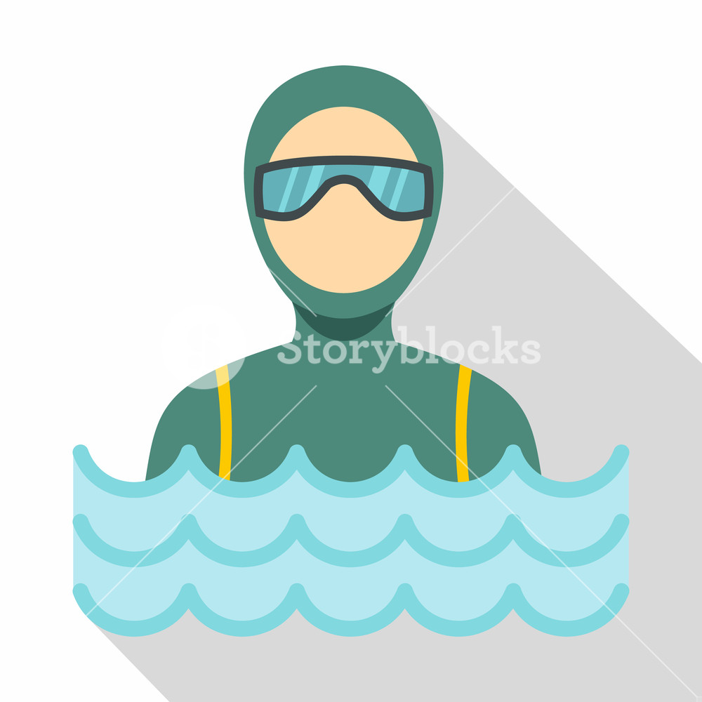 1000x1000 Scuba Diver Man In Diving Suit Icon Flat Illustration Of Scuba