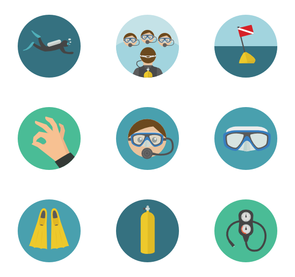 600x564 Scuba Diving Icons