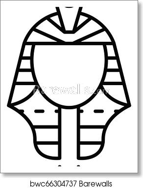292x382 Egypt Princess Sculpture Icon, Outline Style, Art Print