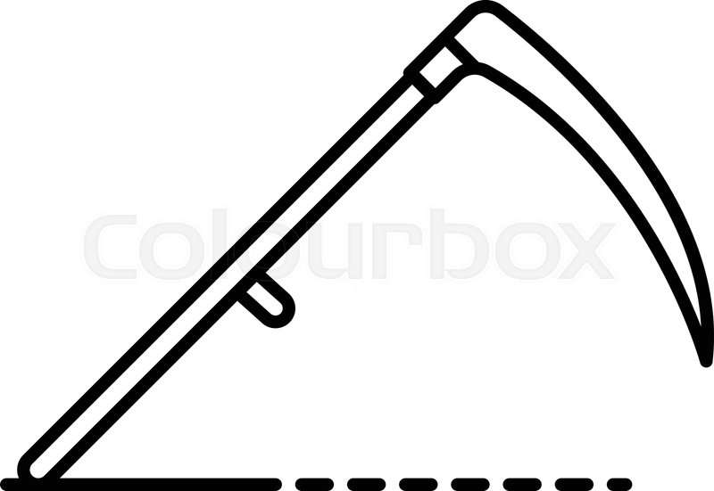 800x551 Farm Scythe Icon Outline Farm Scythe Stock Vector Colourbox