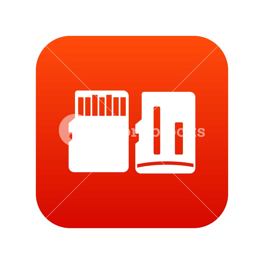 1000x1000 Both Sides Of Sd Memory Card Icon Digital Red For Any Design