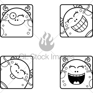 325x325 Happy Cartoon Sea Monster Icons Gl Stock Images