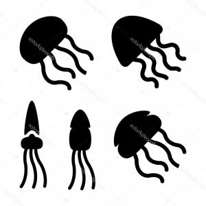 300x300 Jellyfish Sea Monster Monster Tentacles Silhouette Cartoon Fish