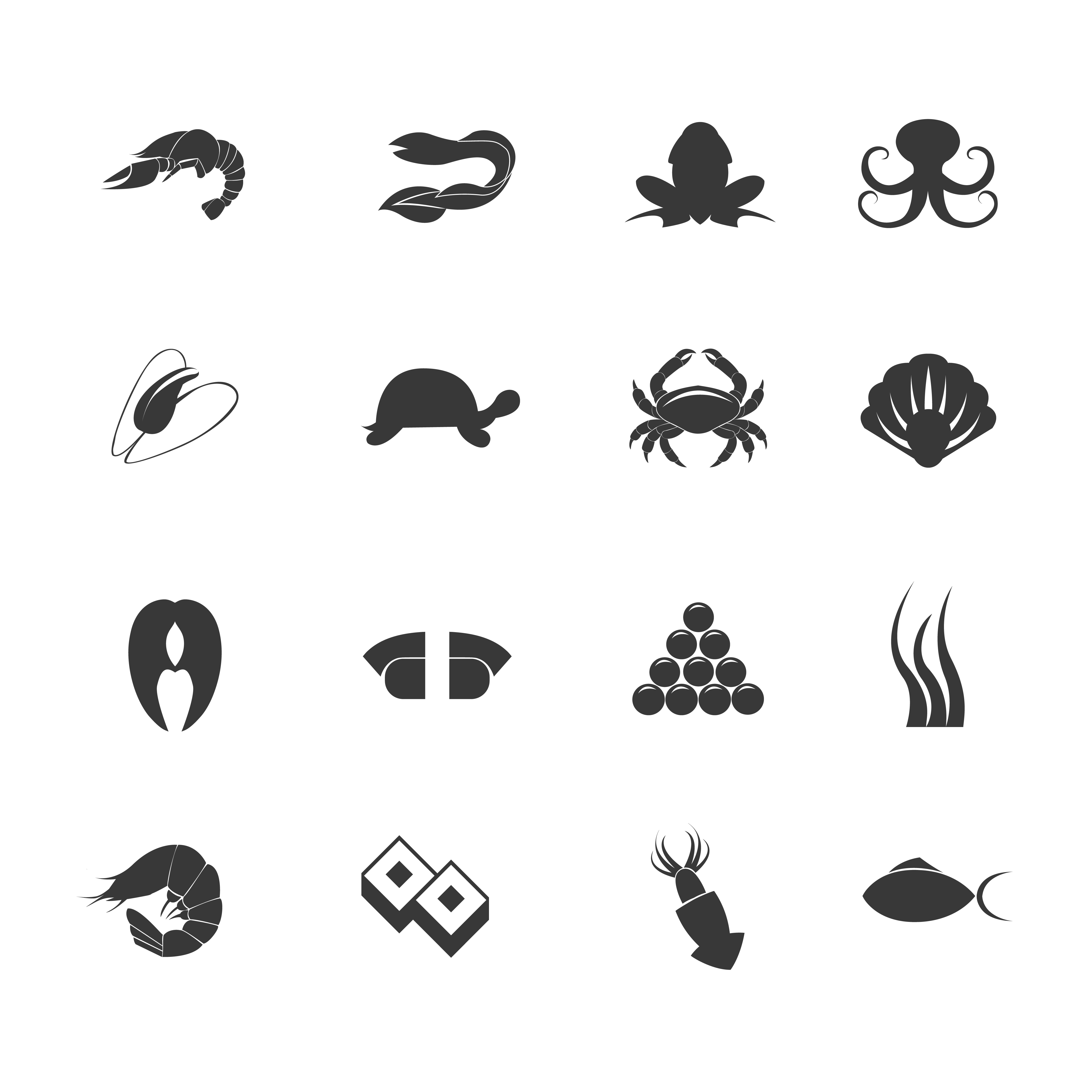4500x4500 Seafood Icons Set