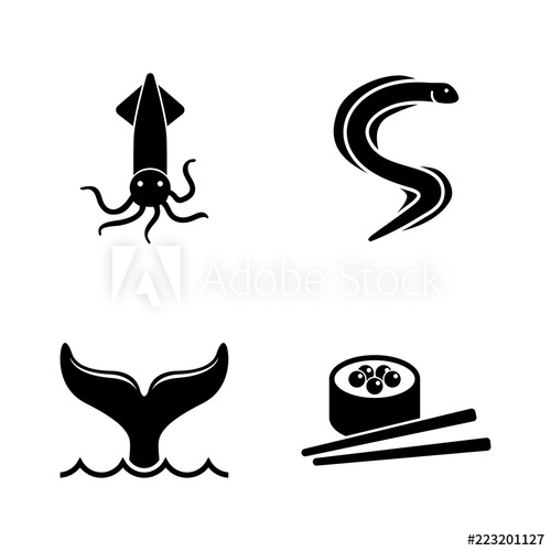 500x500 Seafood Simple Related Vector Icons Set For Video, Mobile Apps