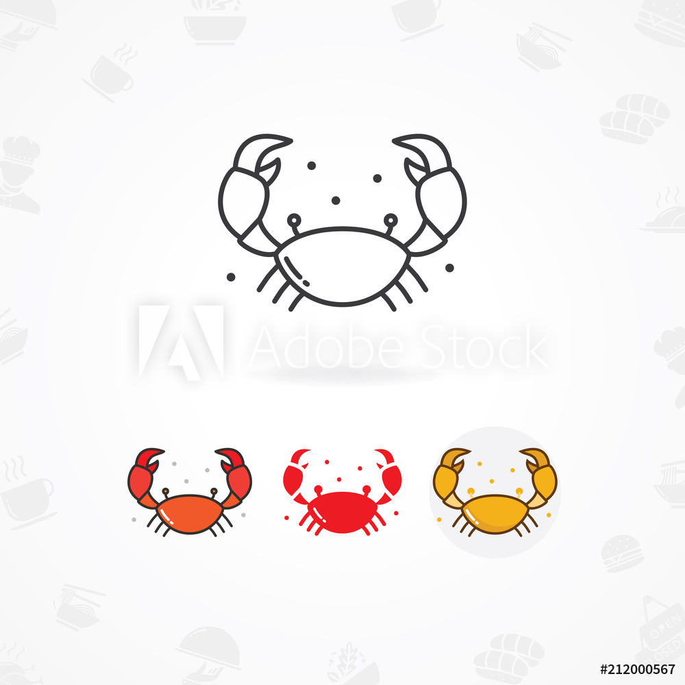 1000x1000 Fotografie, Obraz Seafood Icon, Vector Crab Icon Illustration