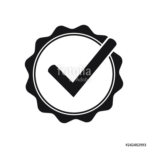 500x500 Quality Guarantee Icon, Check Mark In Seal Icon Stock Image