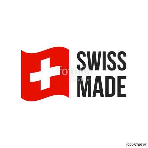 500x500 Swiss Made Vector Switzerland Flag Seal Icon Stock Image