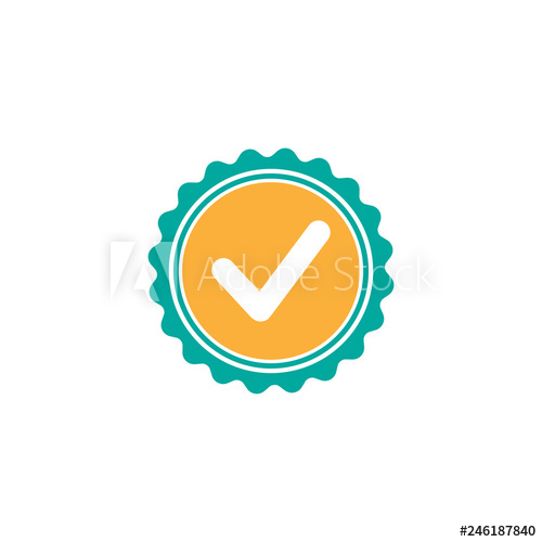 500x500 Valid Seal Icon Blue And Orange Circle With Ribbon Outline