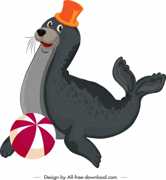 555x600 Circus Seal Icon Cute Cartoon Sketch Free Vector In Adobe