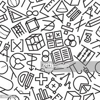 200x200 Mathematics Seamless Hand Drawn Icon Pattern Stock Vektorgrafiken