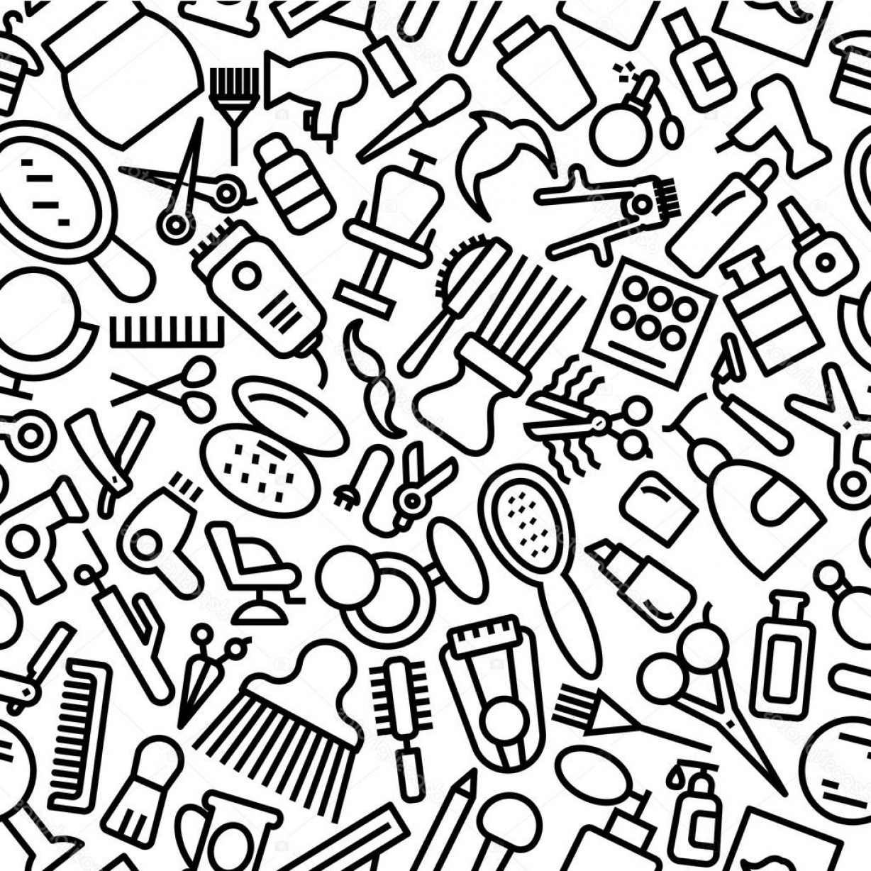 1228x1228 Stock Illustration Hair Salon Seamless Line Icon Soidergi