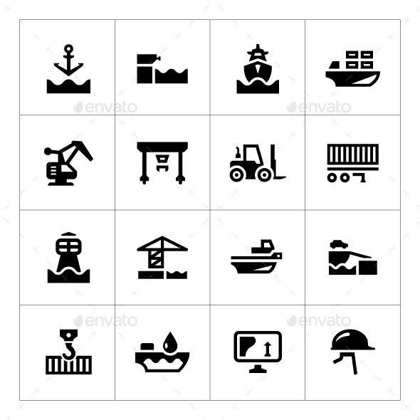 Set Icons Of Seaport Icon Design, Web Design Icon 590x590 Set Icons Of Seaport Icon Design, Web Design Icon