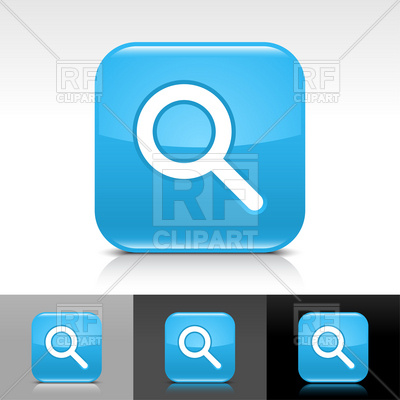 400x400 Blue Search Button With Simple Magnifier Icon Vector Image