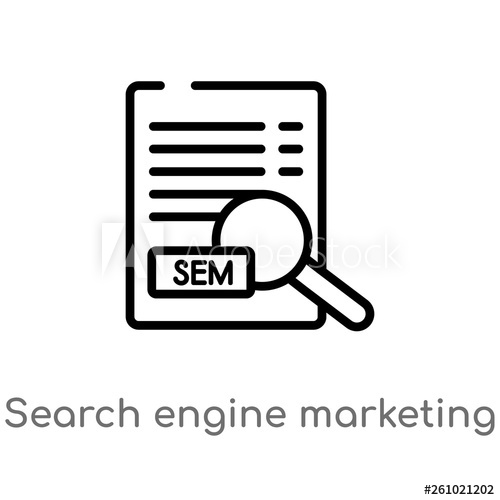 500x500 Outline Search Engine Marketing Vector Icon Isolated Black Simple