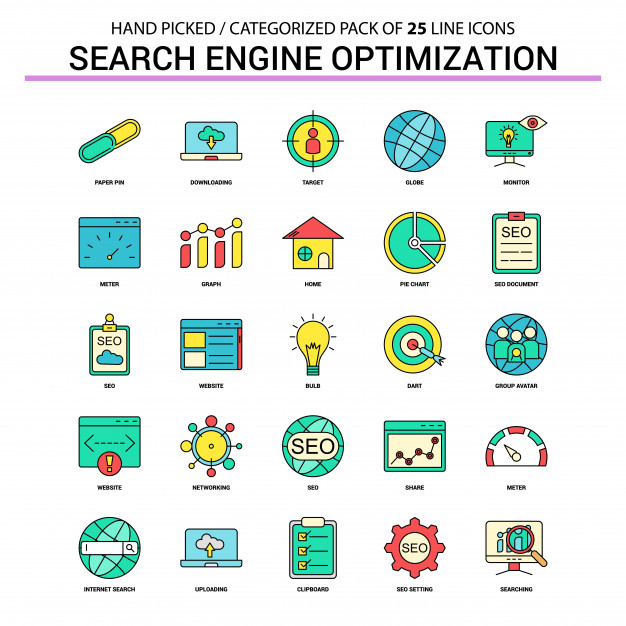 626x626 Search Engine Optimization Seo Flat Line Icon Set Vector Premium