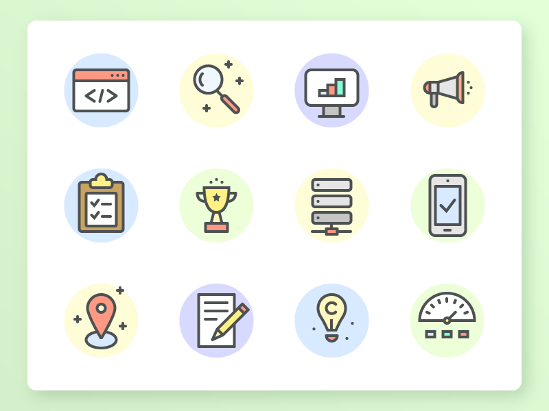 800x600 Seo Development Icon Set