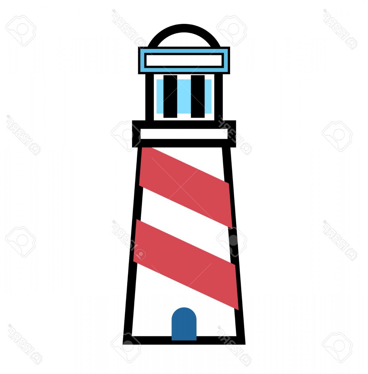 1537x1560 Photovector Cartoon Flat Lighthouse Icon Searchlight Tower