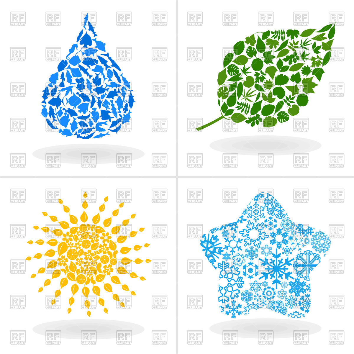 1200x1200 Set Of Nature And Season Icons Vector Image Of Icons And Emblems