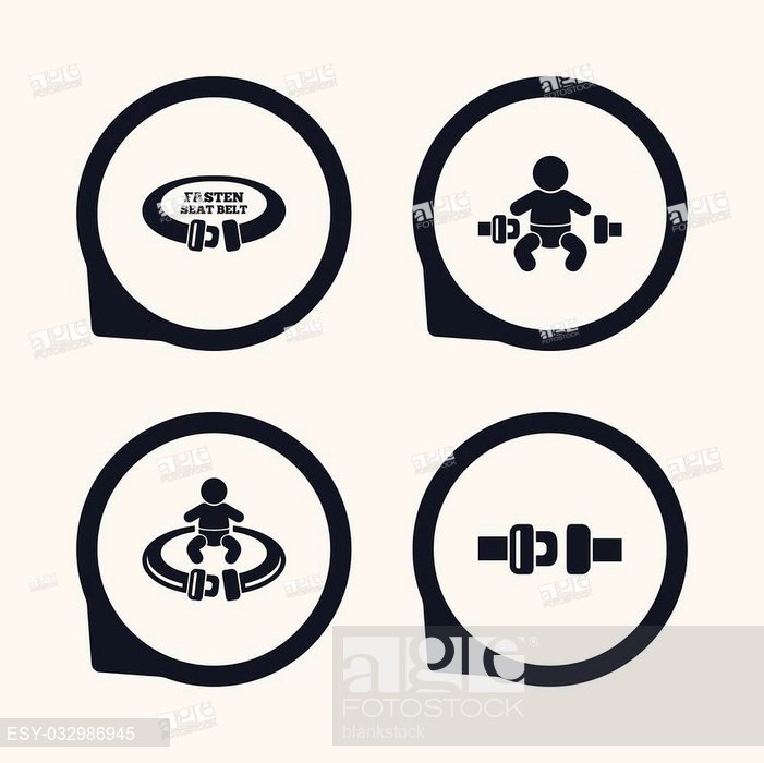 701x700 Fasten Seat Belt Icons Child Safety In Accident Symbols, Stock