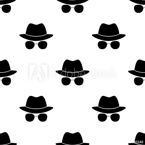 500x500 Secret Agent Icon In A Hat And Glasses Seamless Pattern