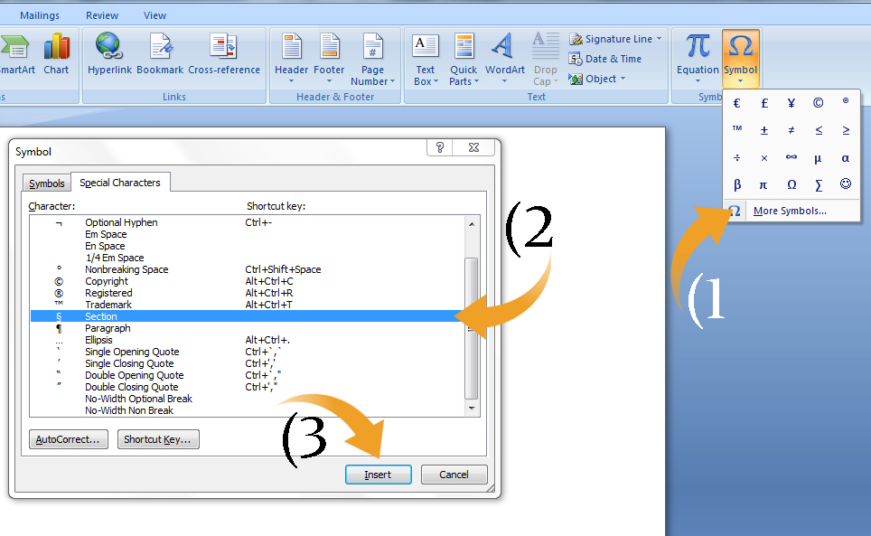 Word sections. Ctrl Space. Alt + Break. Where is equation symbol in Word.