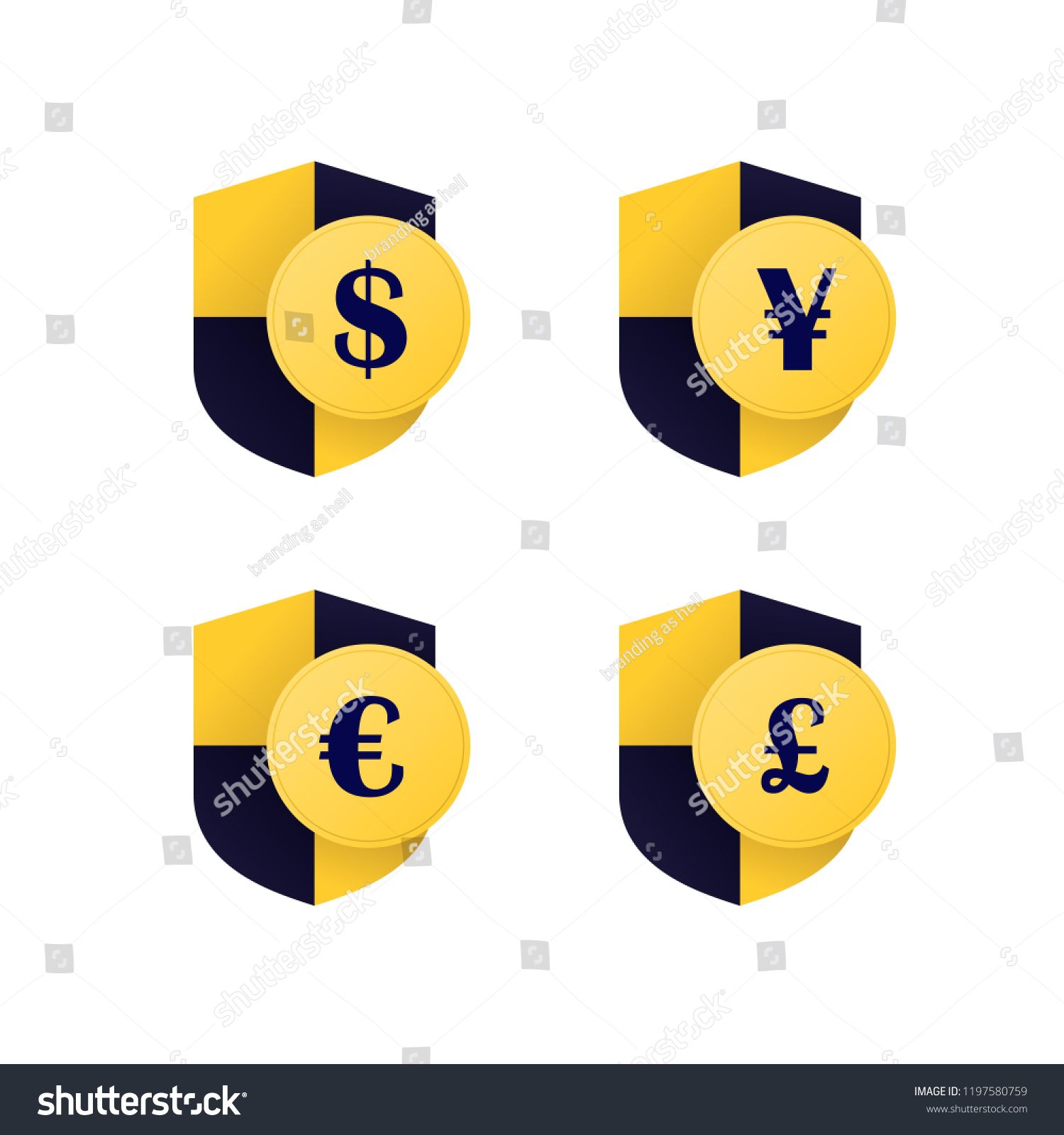 1500x1600 Secure Payment Coin Shield Dollar Yen Yuan Poundsterling Euro Logo