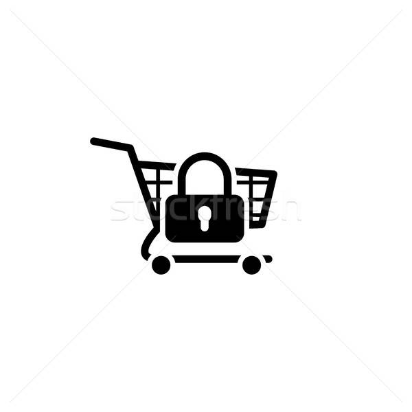 600x600 Secure Shopping Icon Flat Design Vector Illustration Vadym