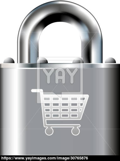 382x512 Secure Shopping Cart Icon Vector