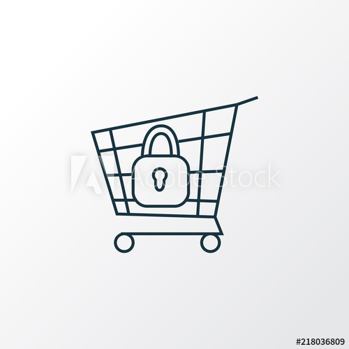 500x500 Secure Shopping Icon Line Symbol Premium Quality Isolated Protect