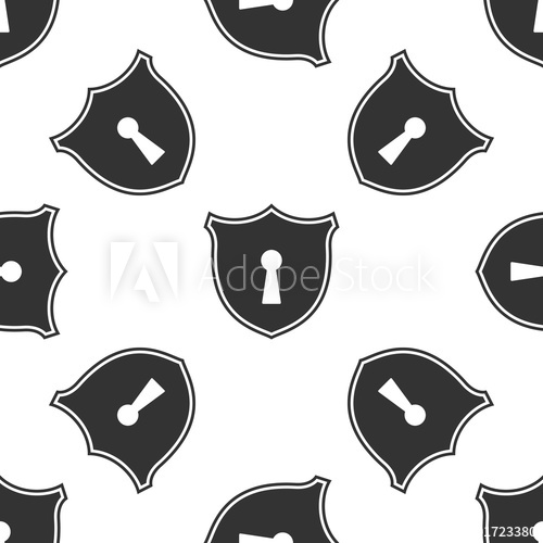 500x500 Shield With Keyhole Icon Seamless Pattern On White Background