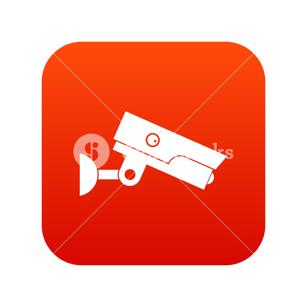 1000x1000 Security Camera Icon Digital Red For Any Design Isolated On White