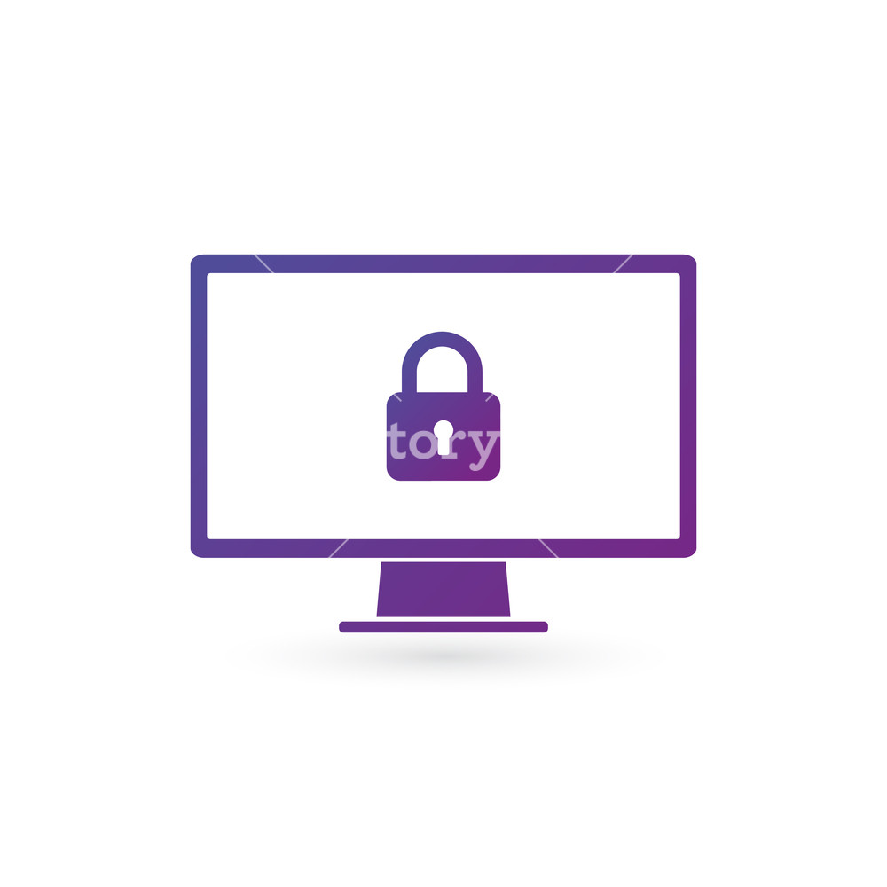 1000x1000 Security Computer Lock Icon, Password Protected Data Concept