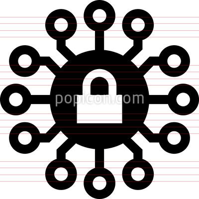 400x400 Cyber Security Circuit Lock Icon