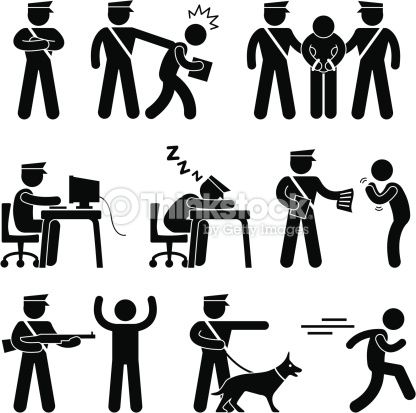 416x413 A Set Of Pictograms Representing Security Guardpolice And Thief