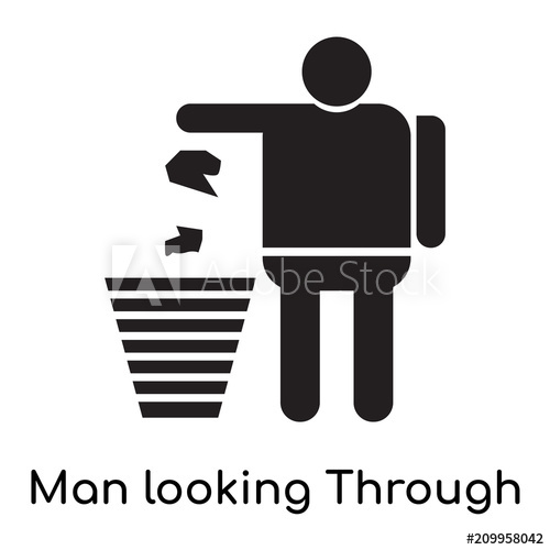 500x500 Man Looking Through The Garbage Container Icon Vector Sign