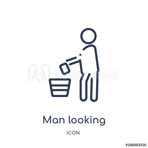 500x500 Man Looking Through The Garbage Container Icon From People Outline