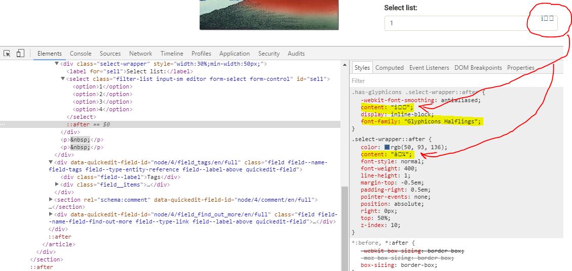 1129x536 Down Arrow Icon Not Displaying On Dropdown