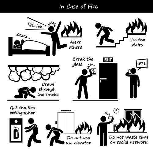 500x500 Fire Self Help Cartoon Icon Vector Free Download